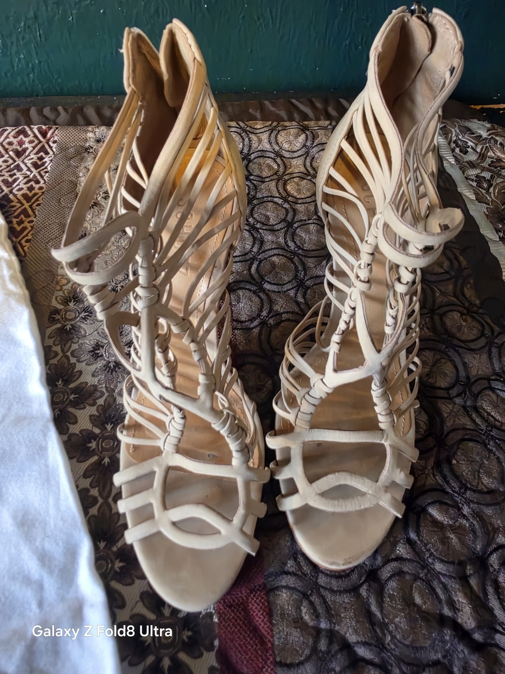 Schultz Beige Strappy High Gladiator Sandals